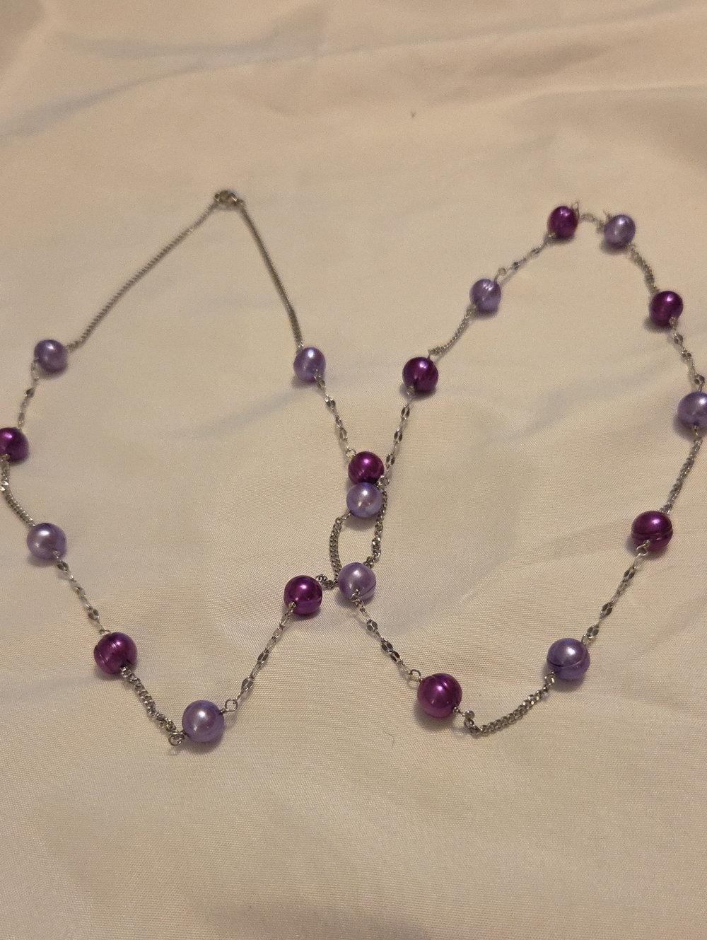 Honora Purple Pearl Station Necklace - Two-Tone Purple